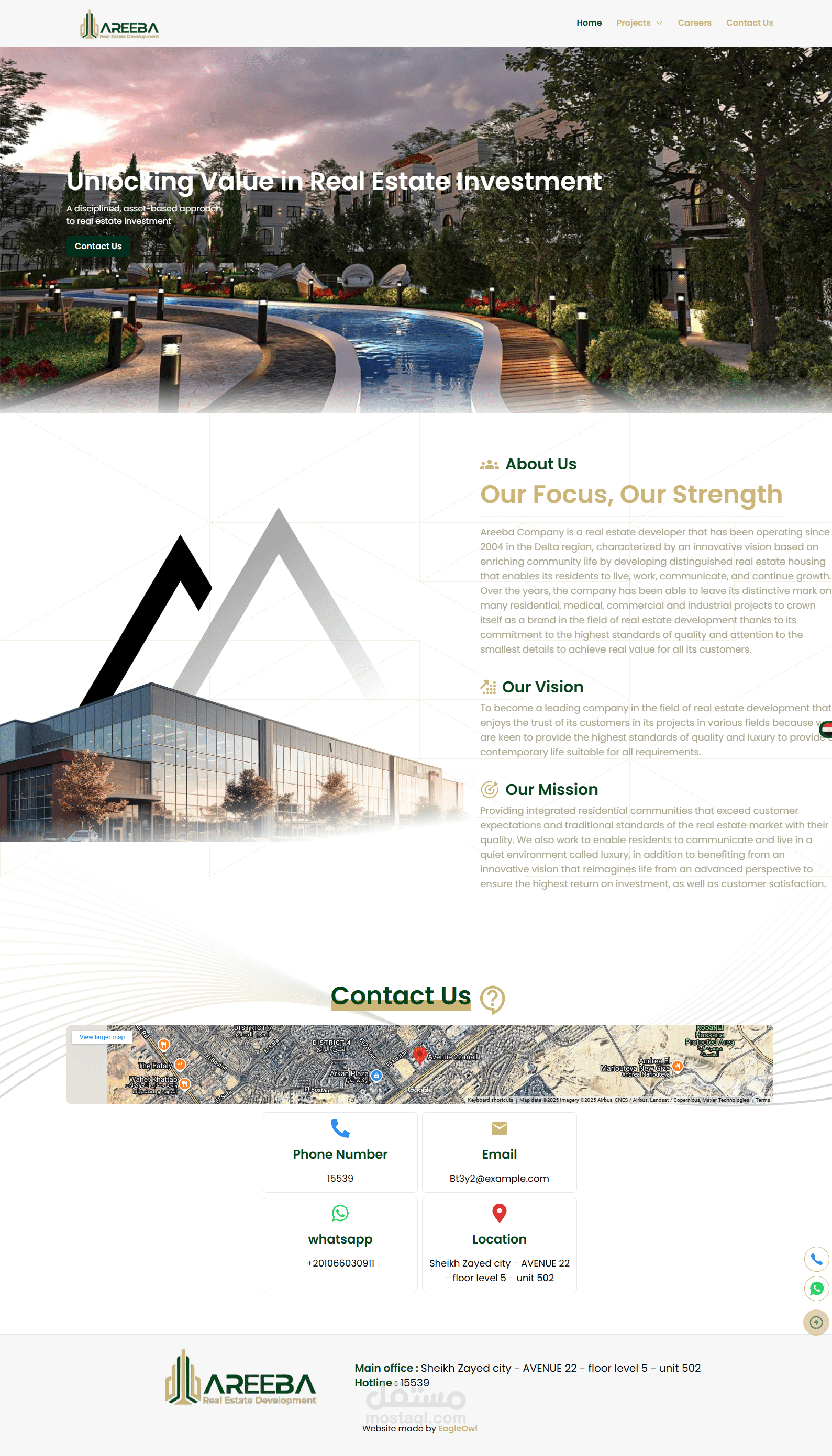 Areeba website for  real estate development