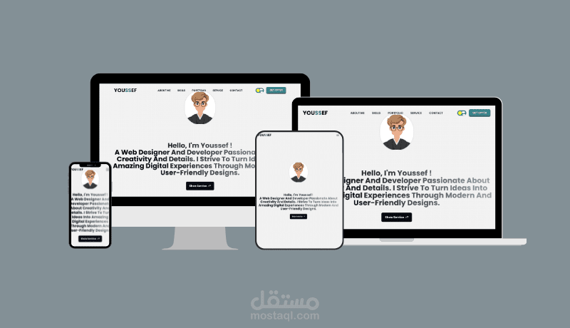 موقع شخصي احترافي بـ Tailwind CSS مع دعم الوضع المظلم.