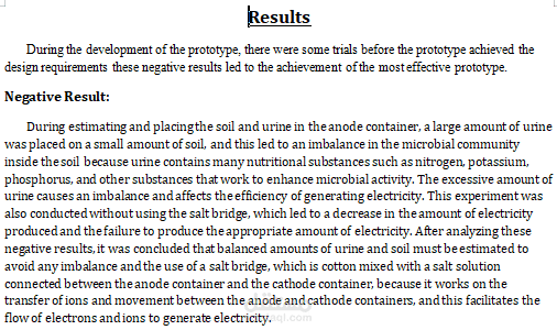 introduction for result and negative result for project to generate energy