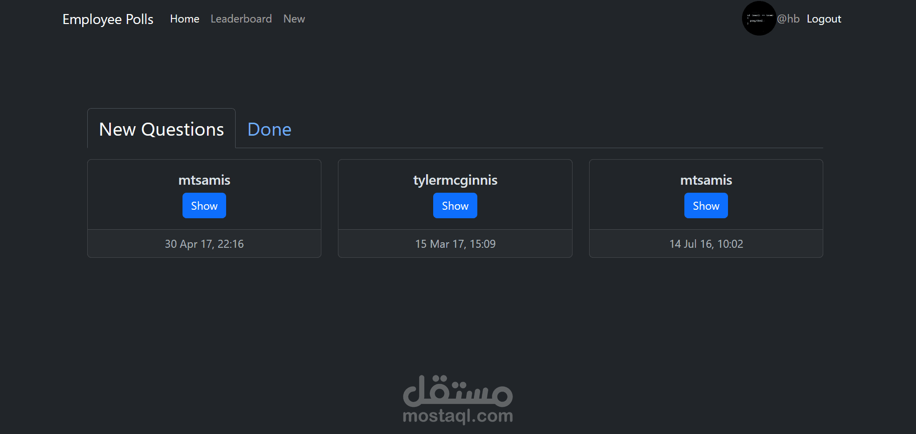 موقع تم انشاءه عن طريق react
