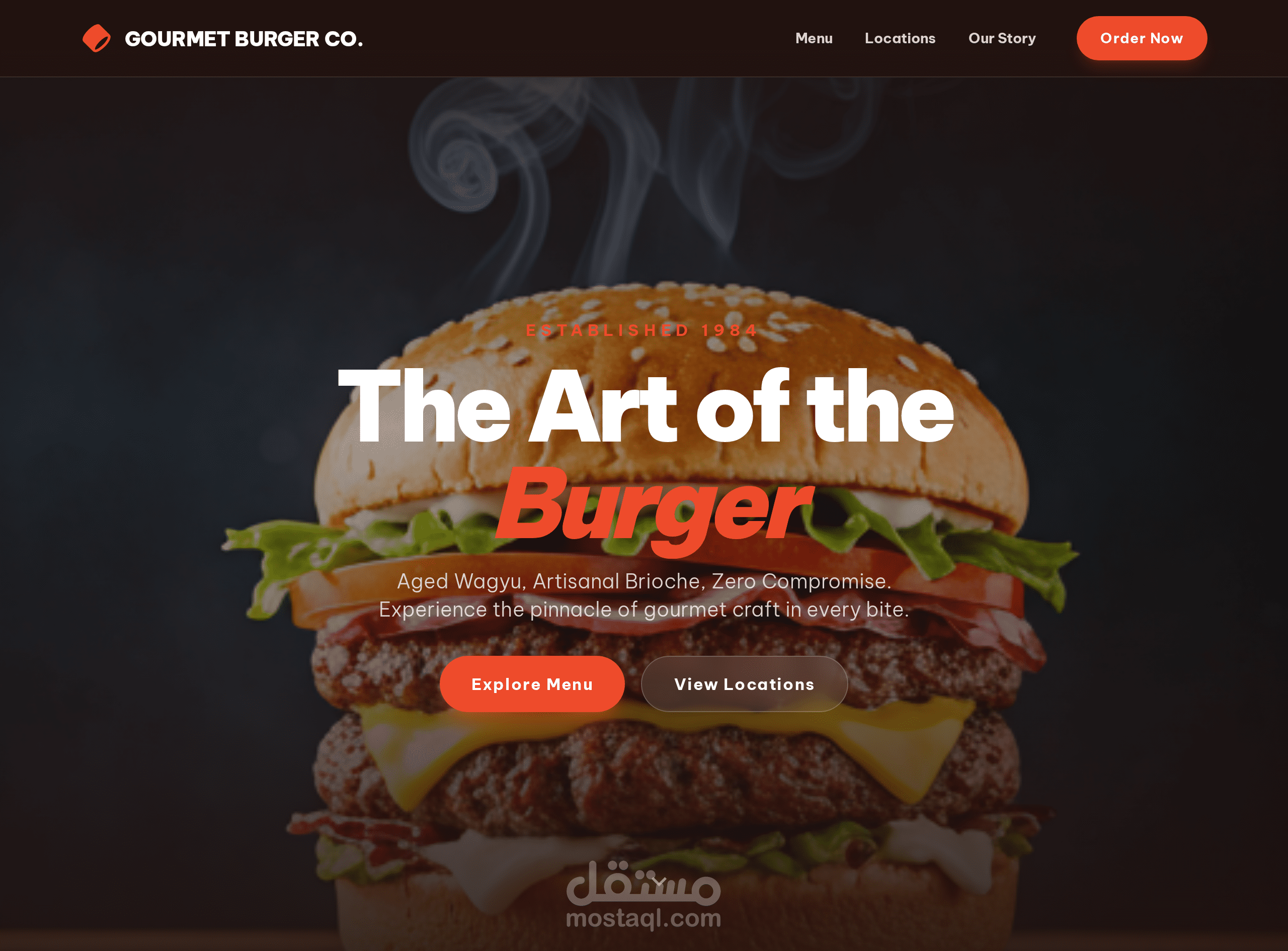 تصميم وتطوير صفحة هبوط Landing Page لمطعم + قائمة + مواقع الفروع