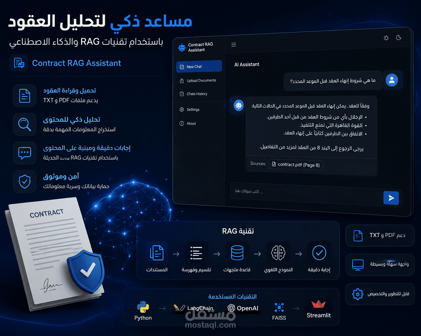 Smart Contract Q&A Chatbot using RAG, LangChain & FAISS