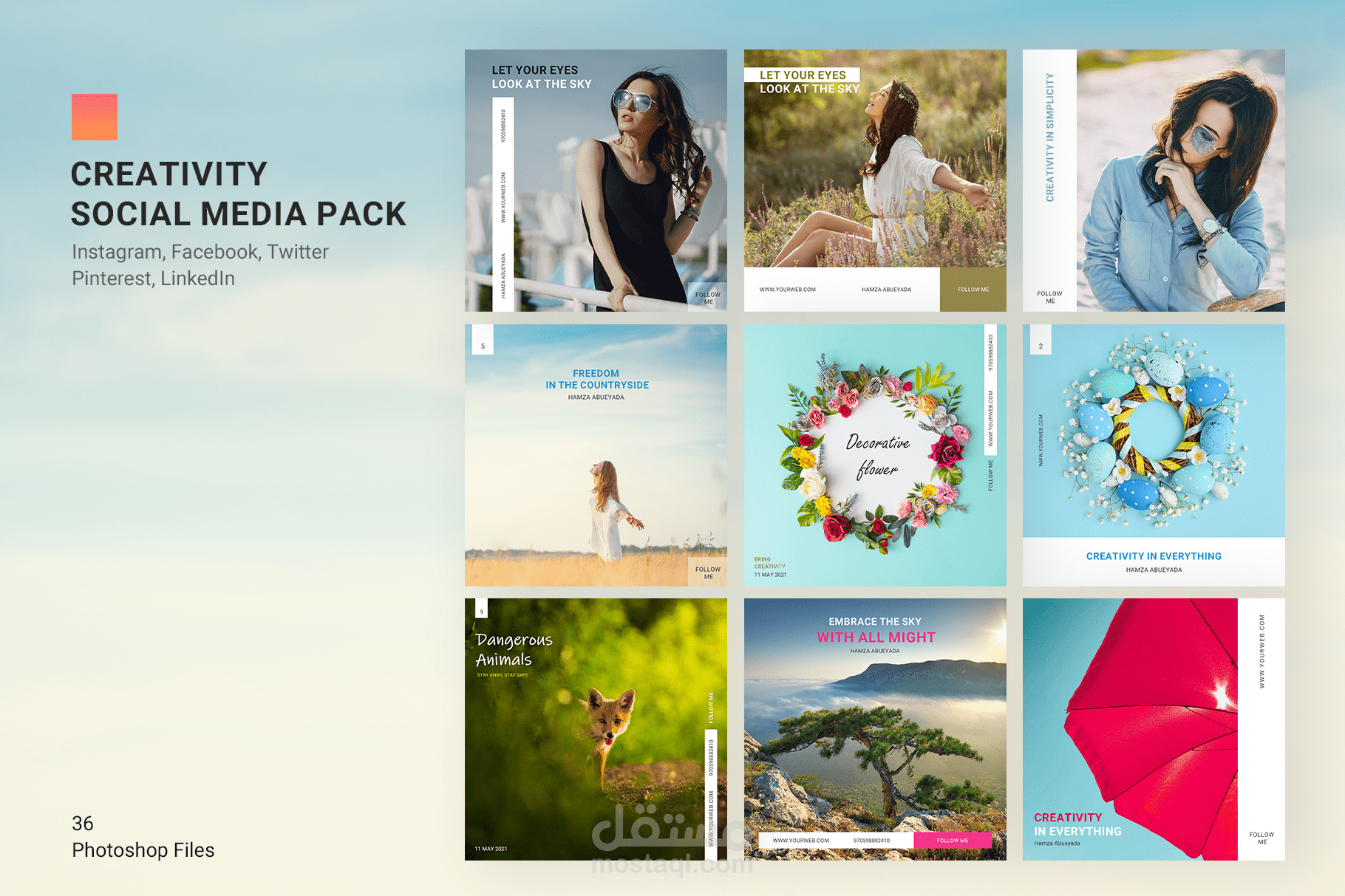 تصميم حزمة منشورات لمواقع التواصل الاجتماعي