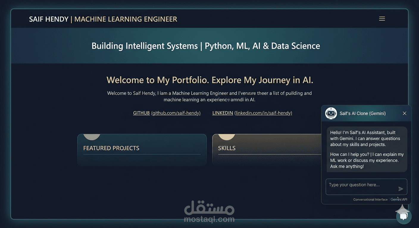 بورتفوليو تفاعلي مدمج بـ "AI Clone"