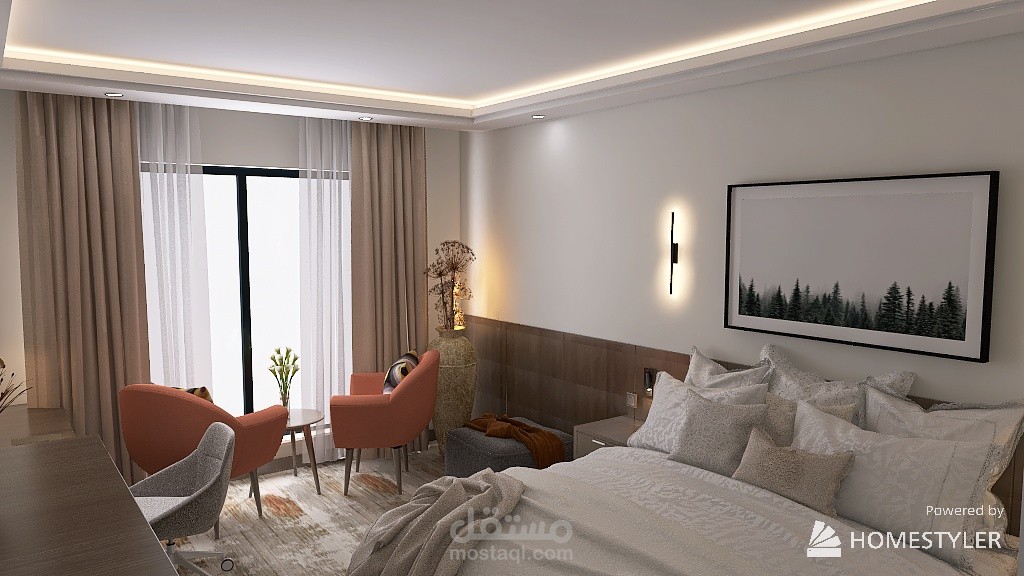 تصميم لغرفه نوم فندقية