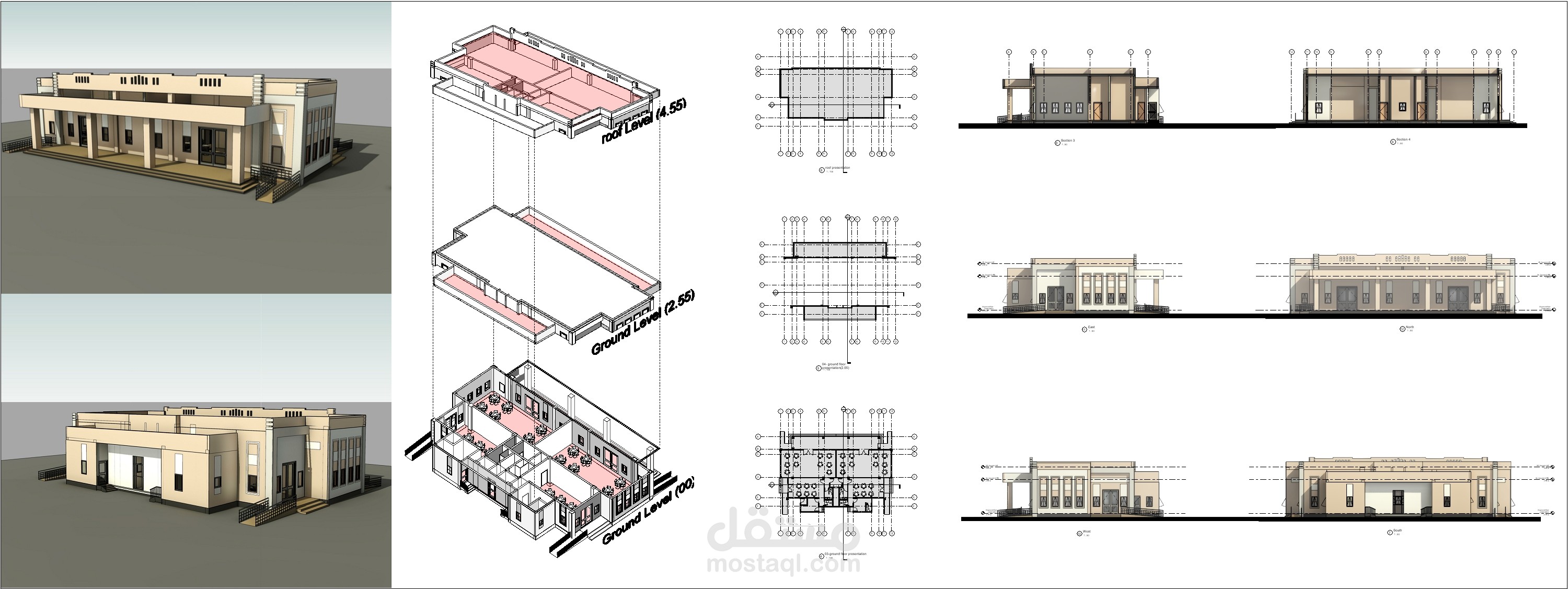 تصميم معماري وإنشائي متكامل بنظام BIM لمشروع مبنى متكامل