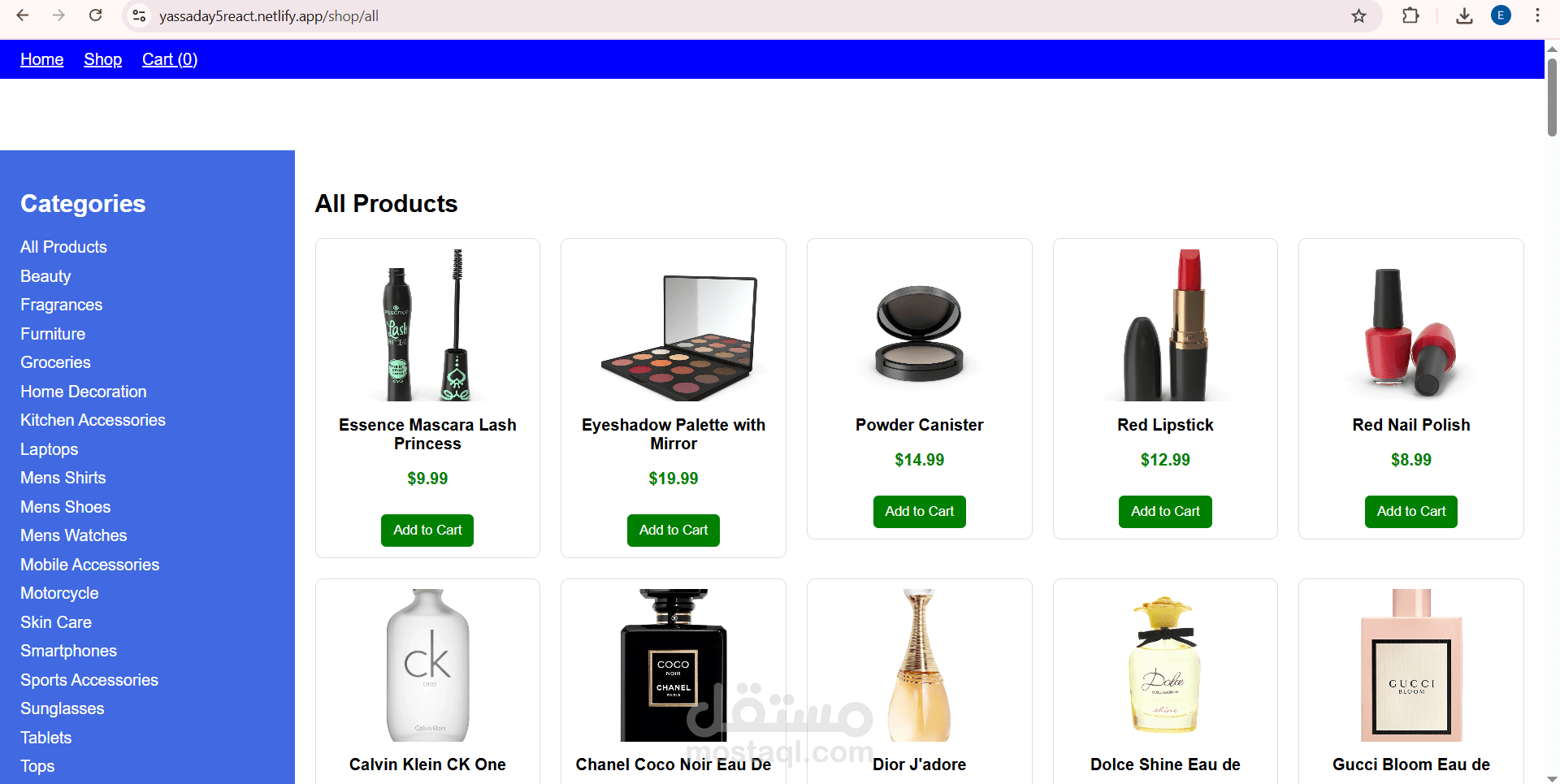 You will get React.js Online Shop with Cart