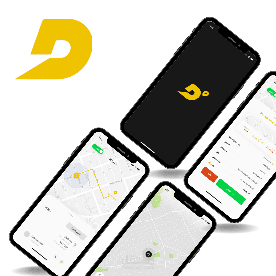 برمجة تطبيق توصيل أغراض (مستخدمين، سائقين، ولوحة تحكم على الويب) flutter