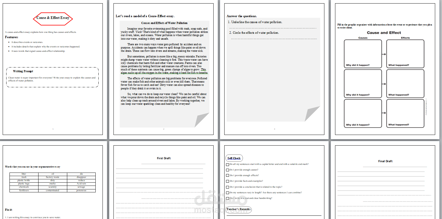 ملف وورد لتوجيه كتابة cause and effect essay خطوة بخطوة