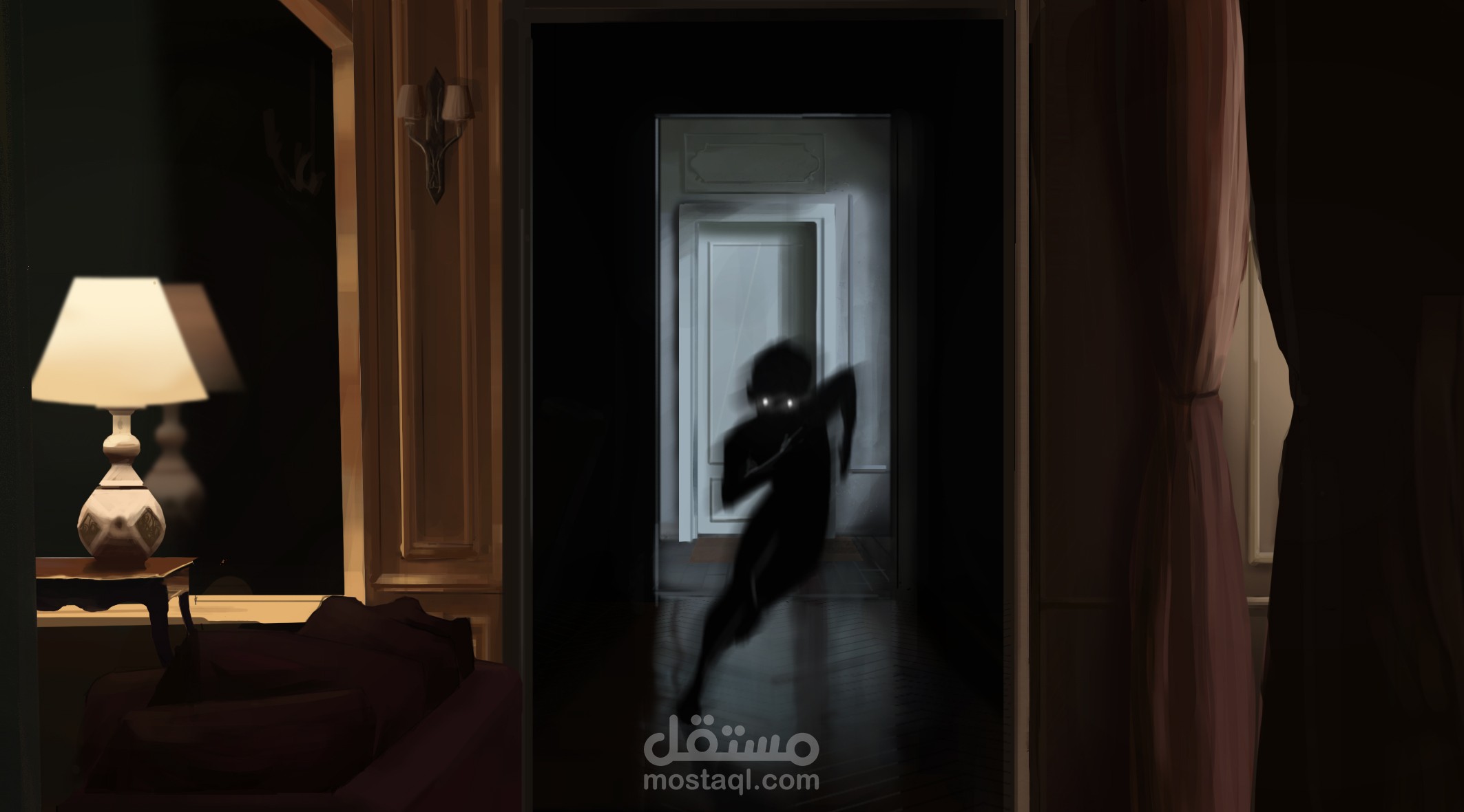 لوحة بأسم ( كان لا ينبغي علي اطفاء الانوار )