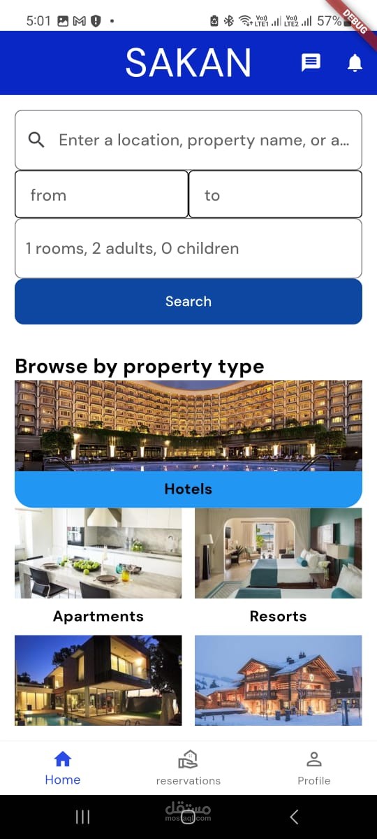 SAKAN application for hotel reservation