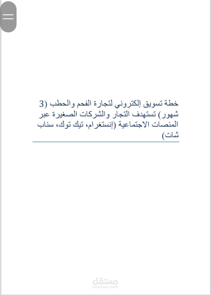 خطة تسويق إلكتروني احترافية لتجارة الفحم والحطب تستهدف التجار والشركات الصغيرة في السعودية