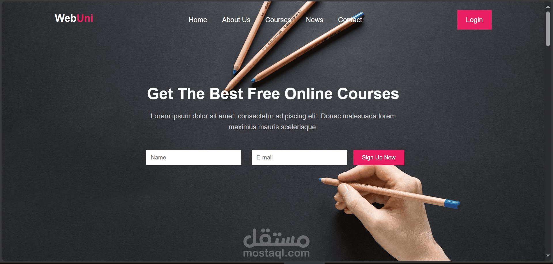 تصميم وتطوير واجهة أمامية لموقع ويب باستخدام HTML و CSS