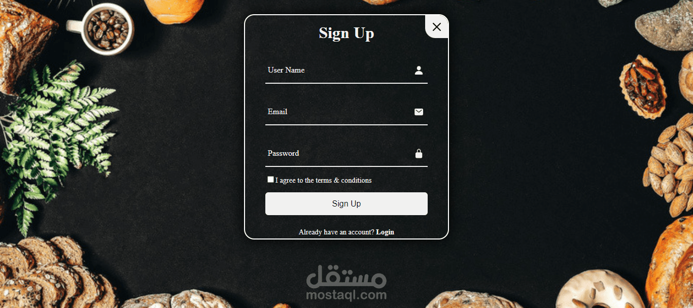 صفحة تسجيل مستخدم باستخدام HTML, CSS, و JavaScript