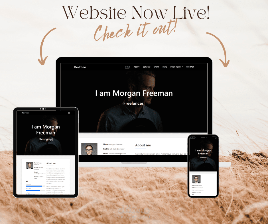 DevFolio: تصميم بورتفوليو عصري بواجهة جذابة ومتجاوبة
