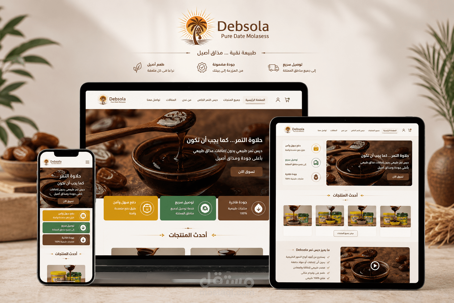 تطوير متجر إلكتروني احترافي لبيع دبس التمر على منصه زد |  DEBSOLA