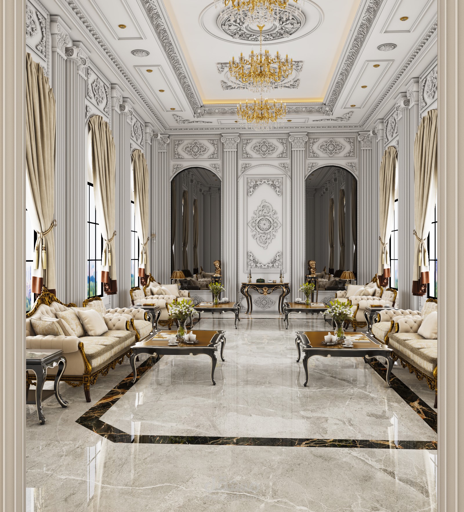 تصميم داخلى لمجلس (رسيسبشن ) فى فيلا فى الامارات