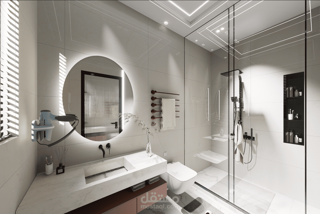 تصميم داخلى لحمامات لاحد الفلل على تراز المودرن