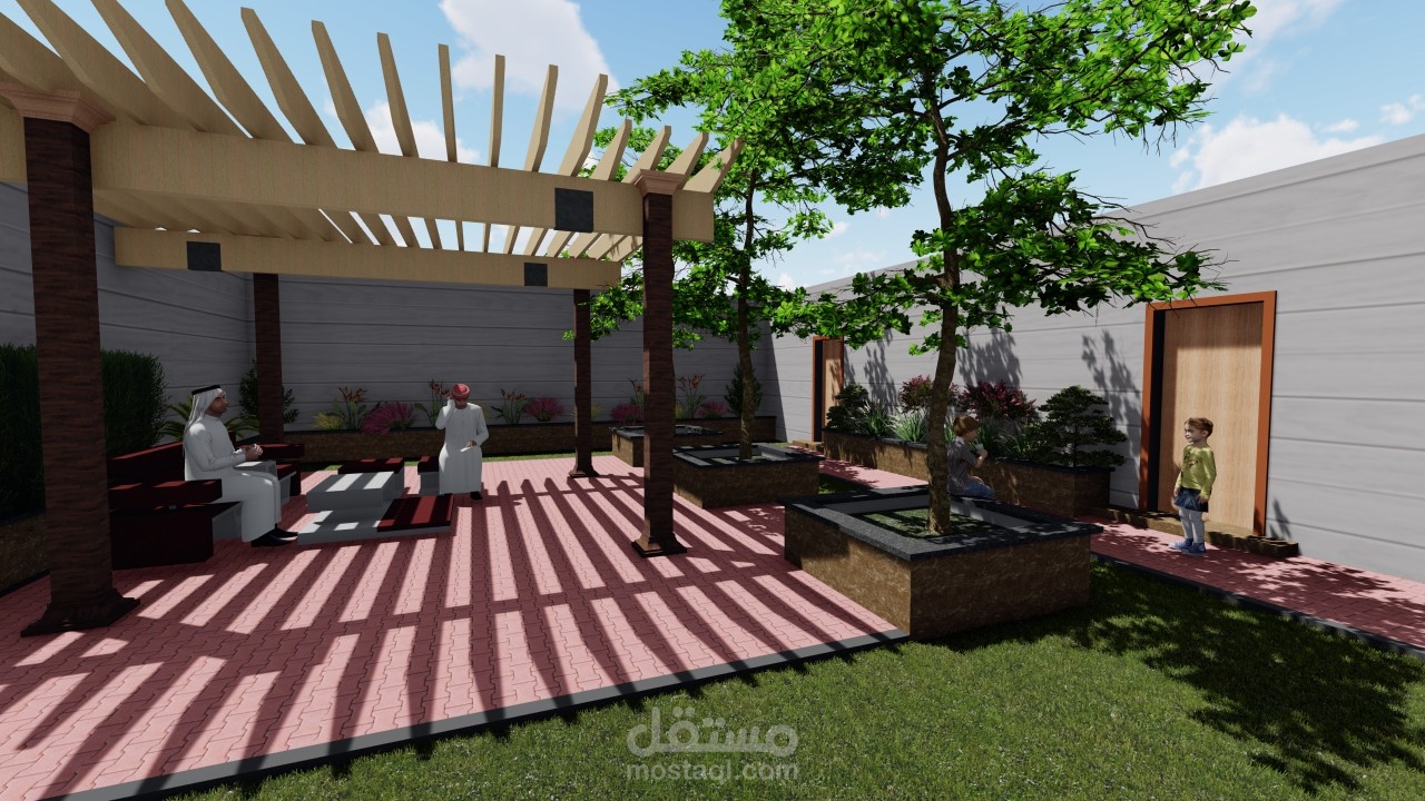 تصميم 3D حديقة خاصة بفيلا