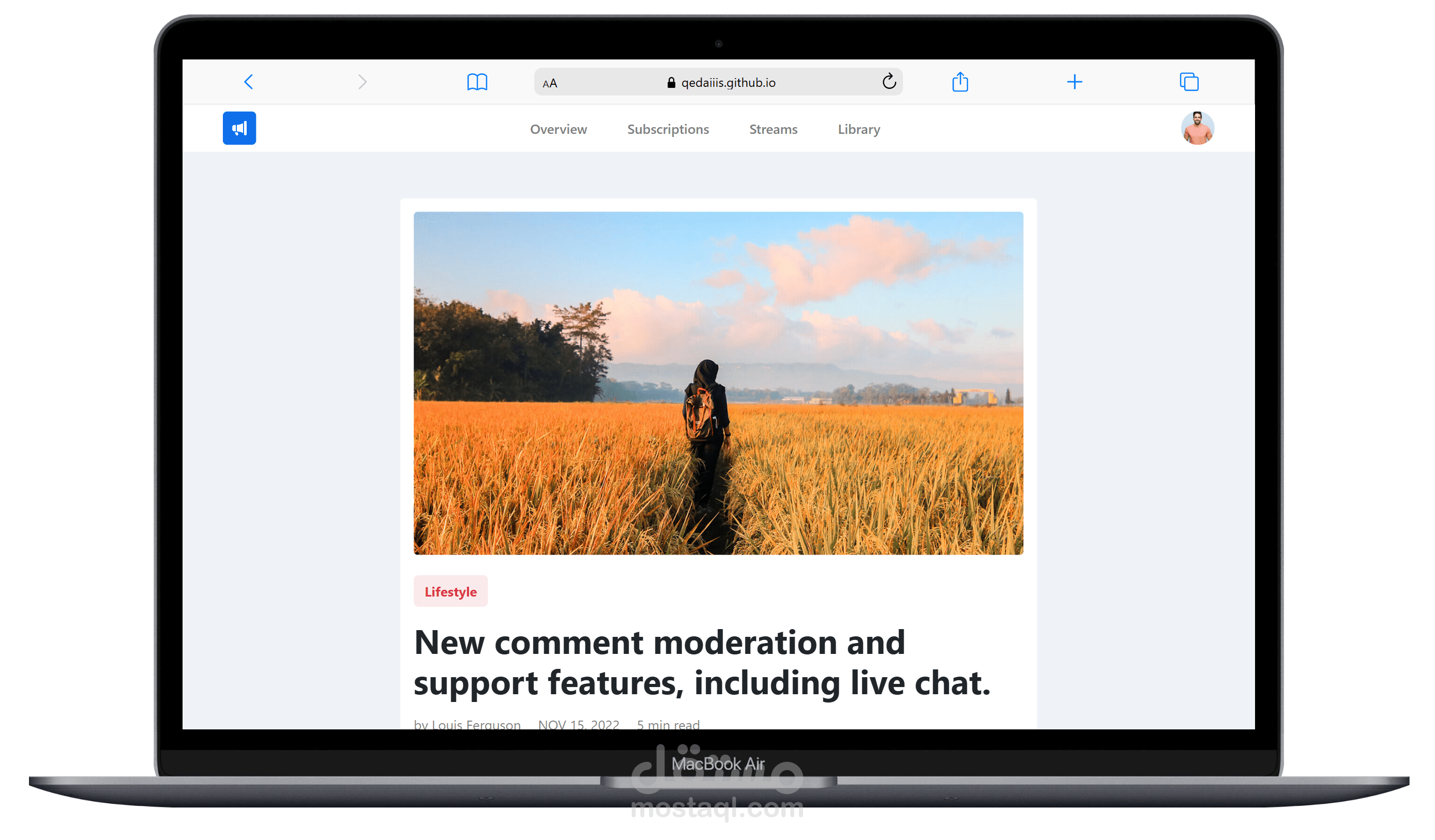 Blog Details Page for a Social Media Application