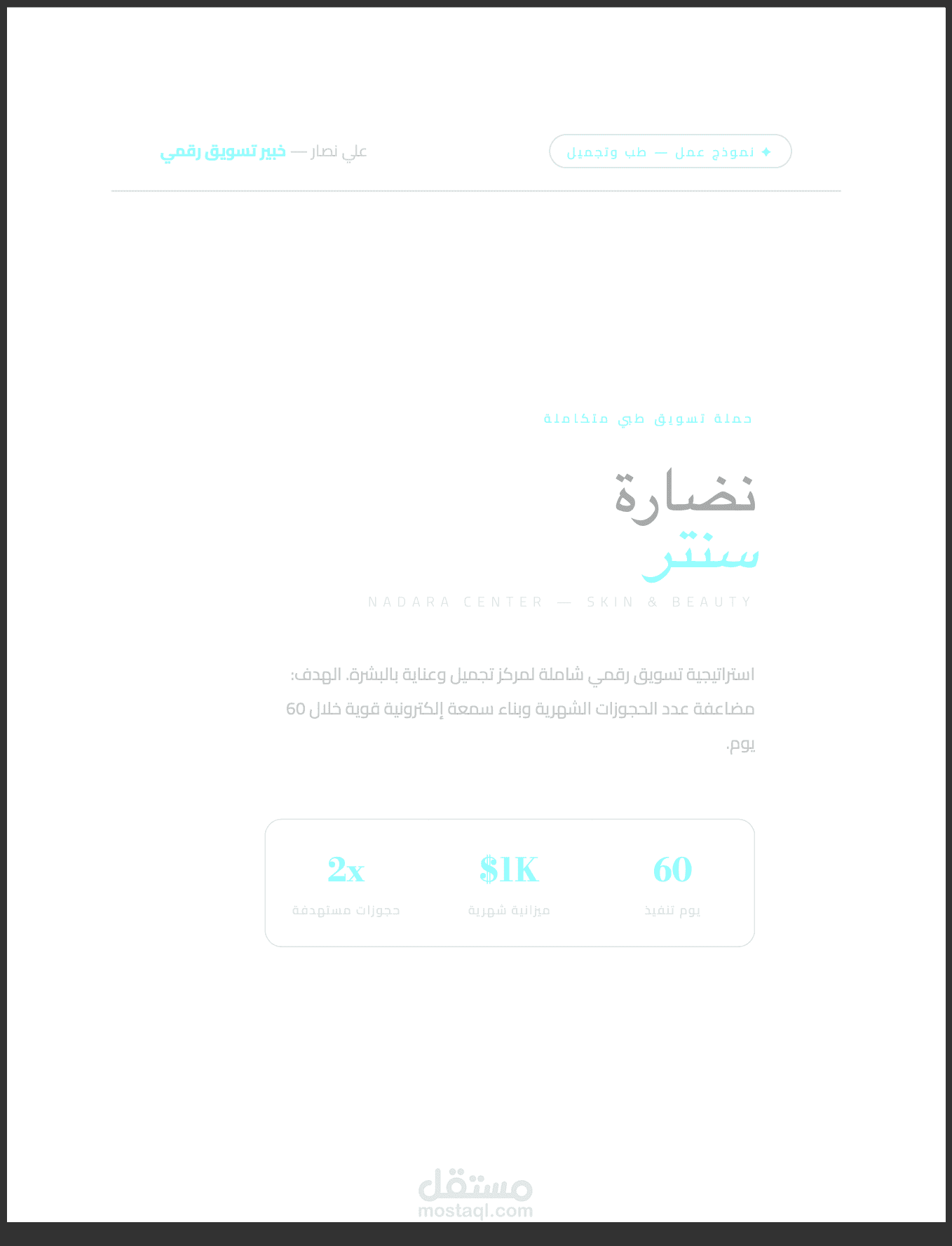 إدارة حملة تسويقية متكاملة لمشروع نضارة كلينك للتجميل والعنايه بالبشرة