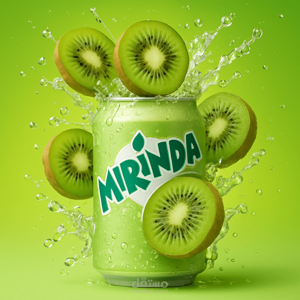 تصميم إعلاني احترافي لمشروب ميرندا بطابع فاكهي منعش