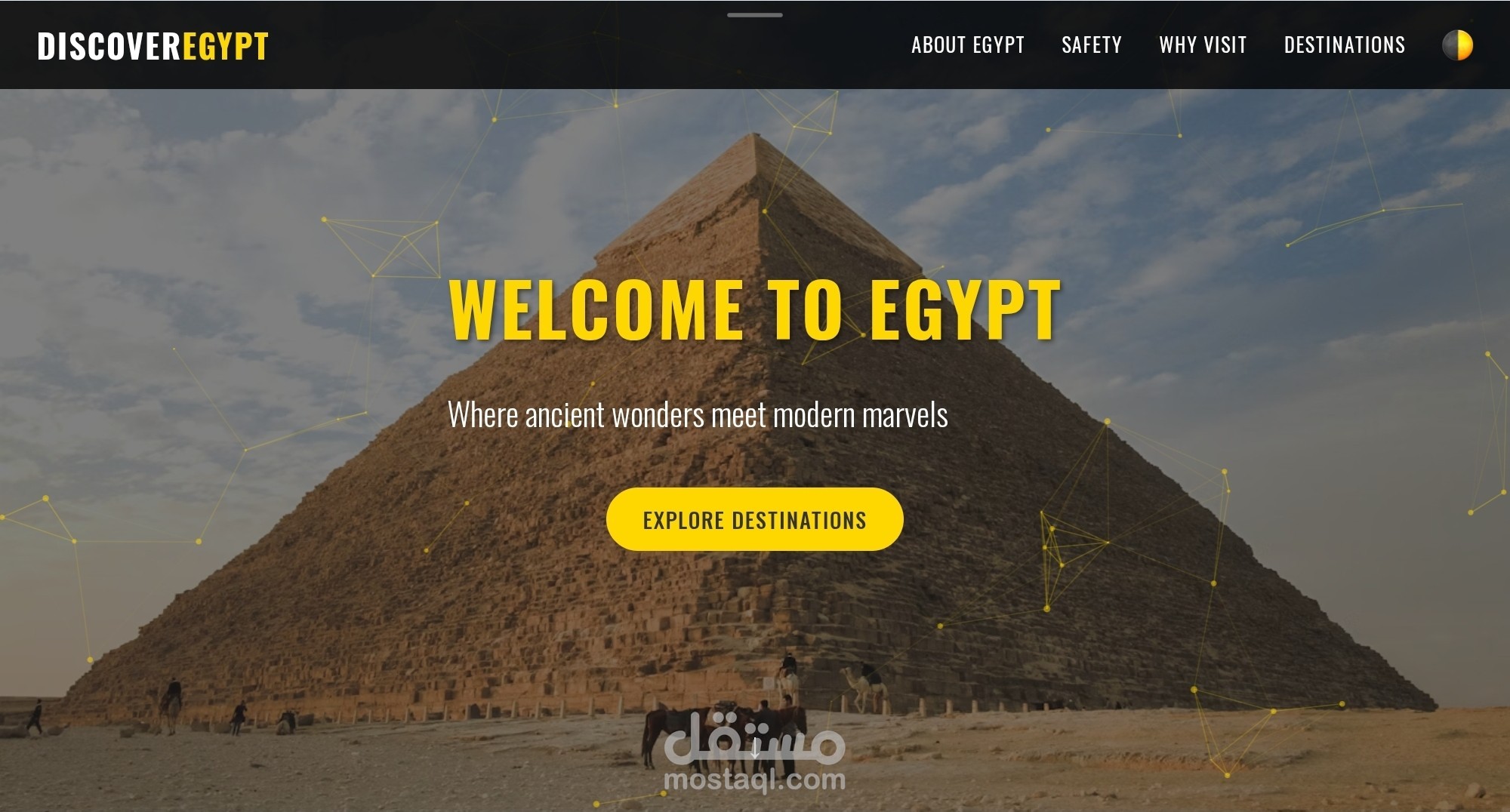 موقع سياحي احترافي عن مصر – تصميم كامل ومحتوى تسويقي جذاب