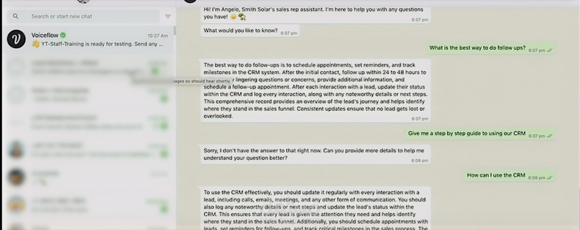 WhatsApp Staff Training chatbot