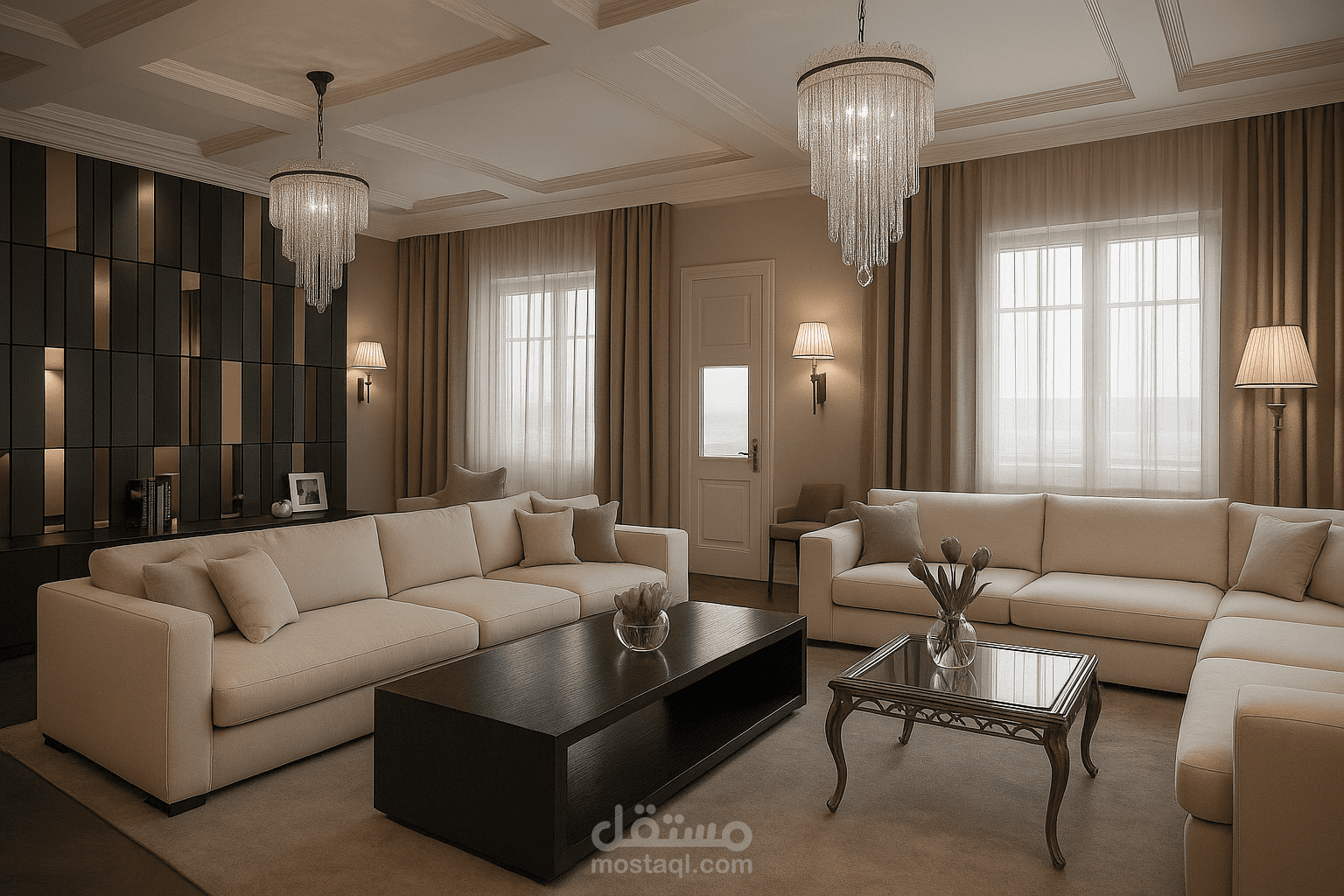 غرفة معيشة بتصميم انيق