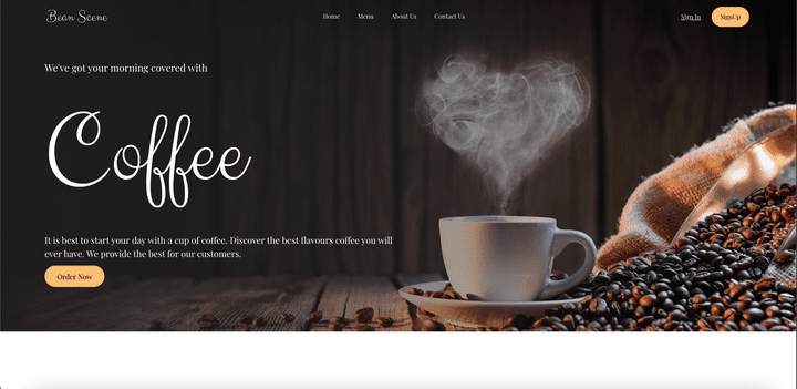 Beans Scene Coffee landing page