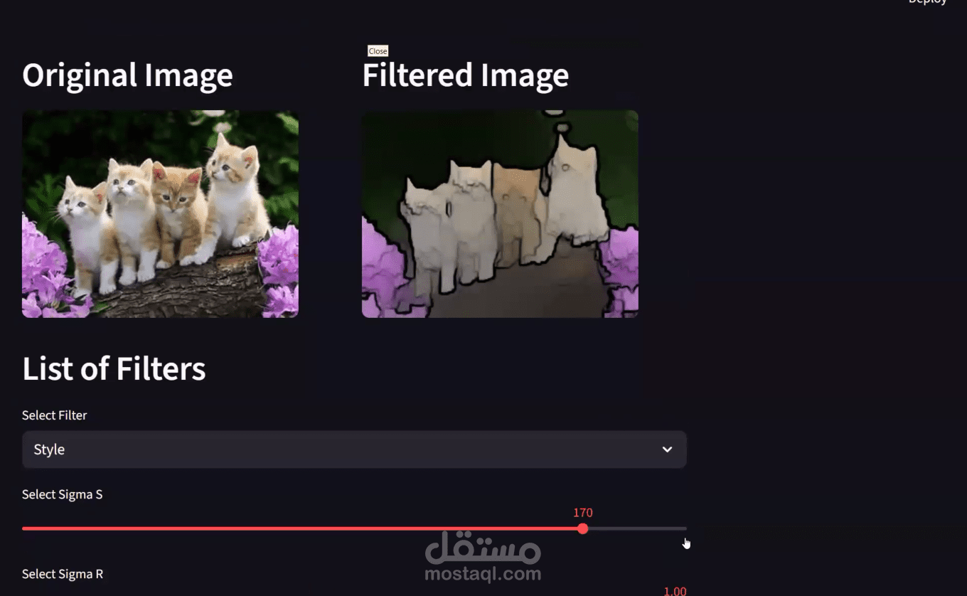 تطبيق تفاعلي لمعالجة الصور باستخدام تقنيات الرؤية الحاسوبية Interactive Image Filtering App using Computer Vision Techniques