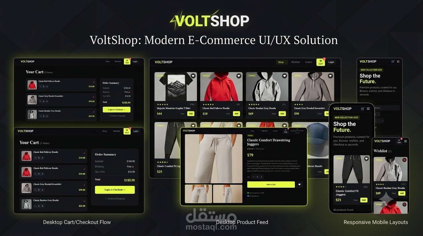 VoltShop - متجر إلكتروني احترافي باستخدام React.js
