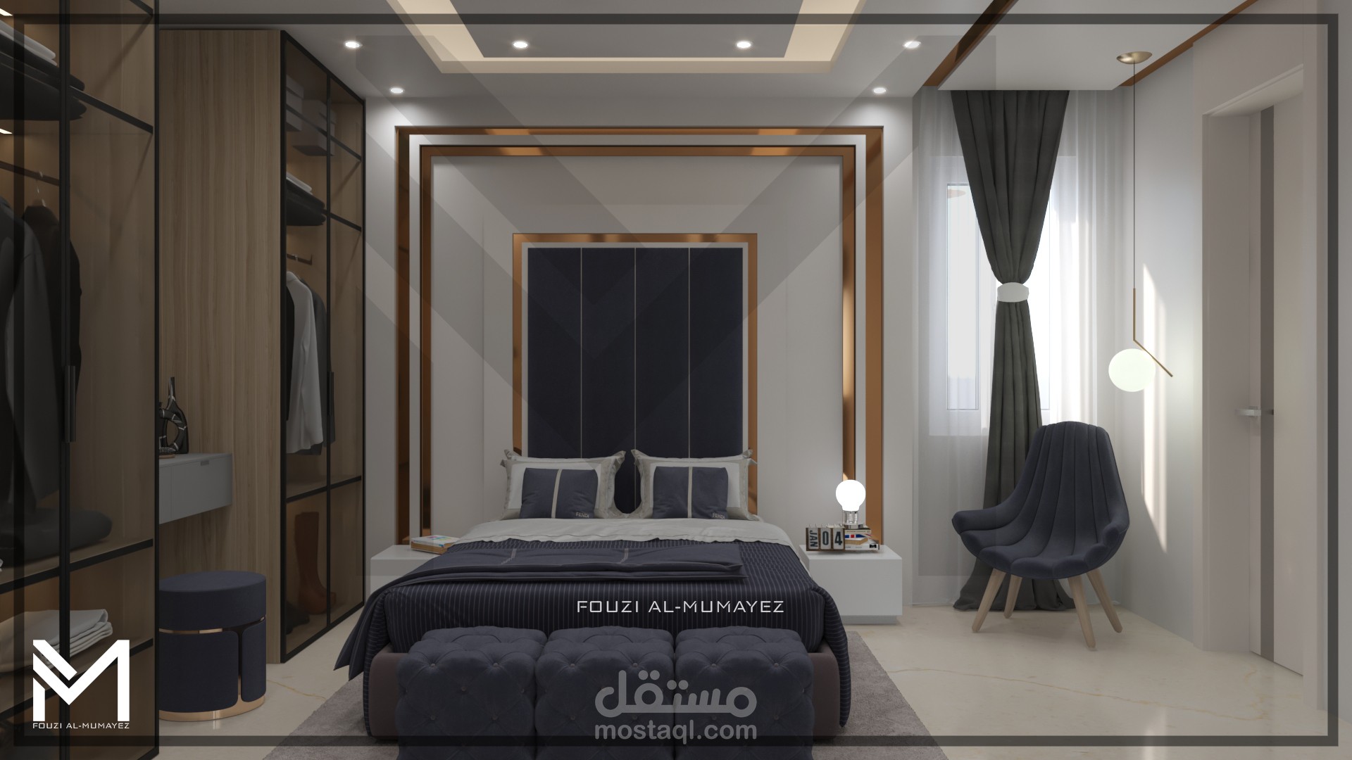 غرفة نوم شابة مع حمامها