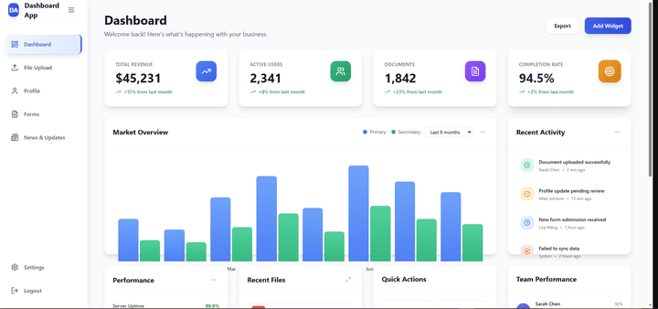 تصميم واجهة تطبيق ويب حديثة ومبسطة (Dashboard & Informational App)