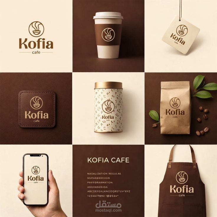 تصميم هوية بصرية لمتجر لبيع القهوة