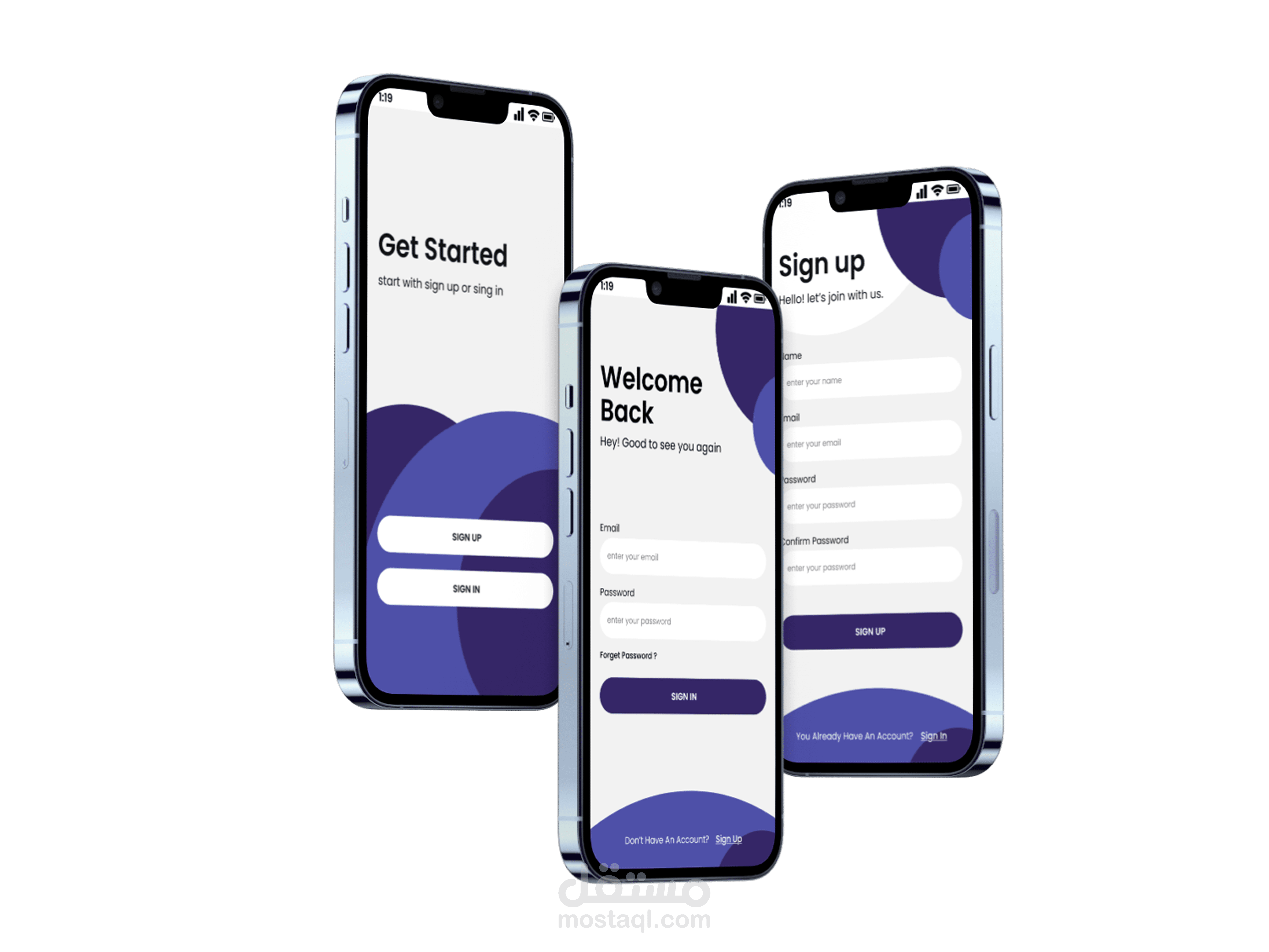 واجهة تسجيل دخول موبايل (Mobile Authentication UI)