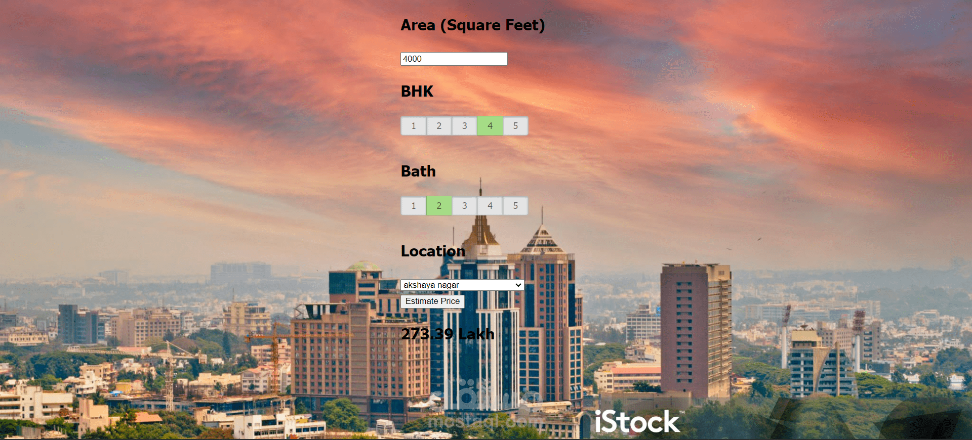 Real Estate Price Prediction App