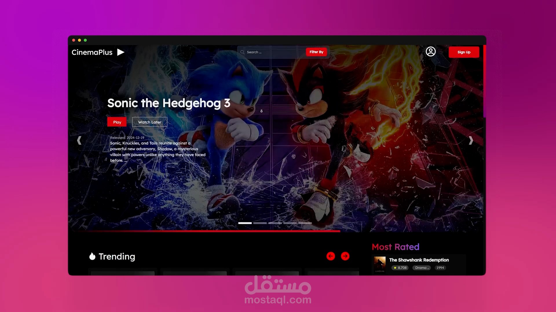 استنساخ Netflix مع واجهة برمجة تطبيقات مخصصة لبيانات الأفلام