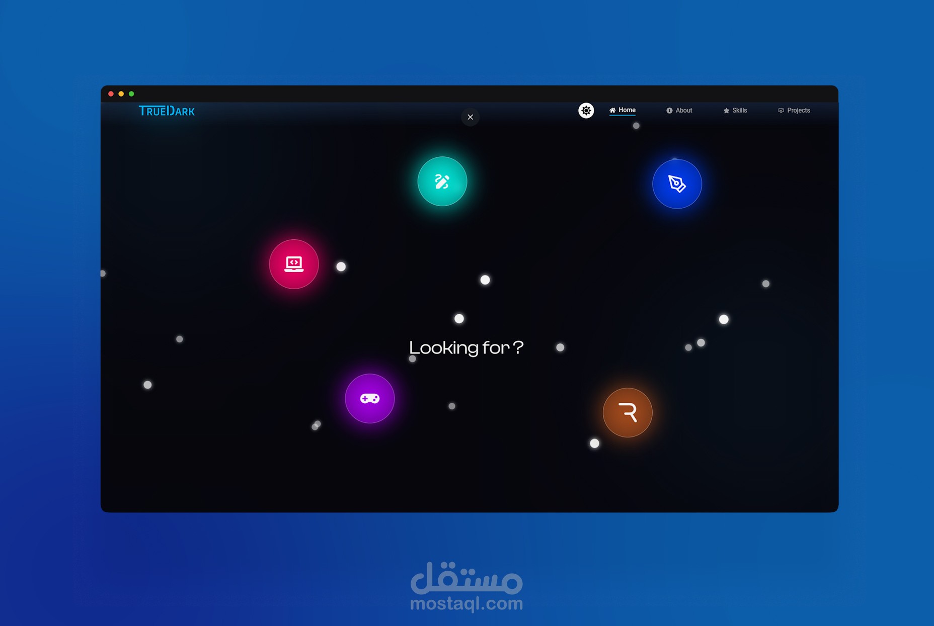محفظة تفاعلية باستخدام Vite وTailwind CSS وRive