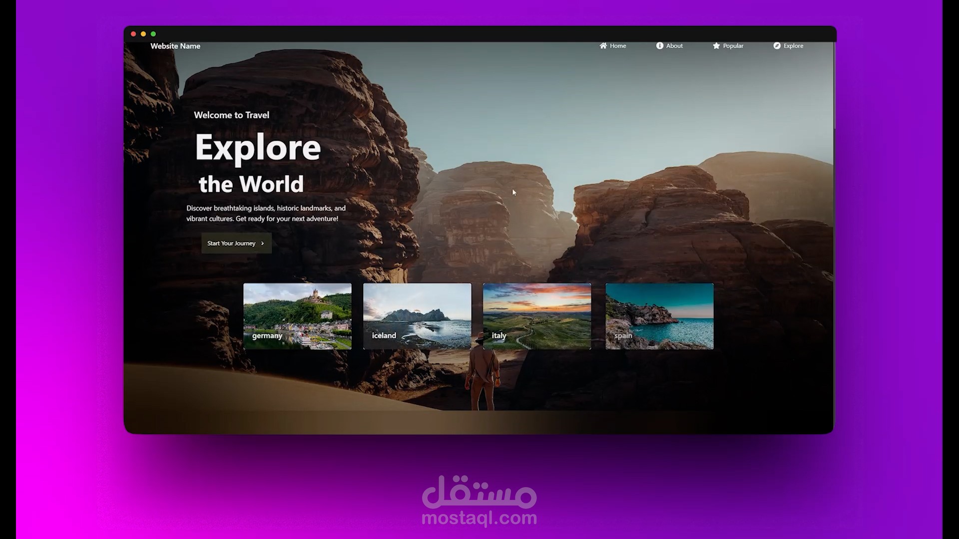 موقع السفر المبني باستخدام React وTailwind CSS وFramer Motion