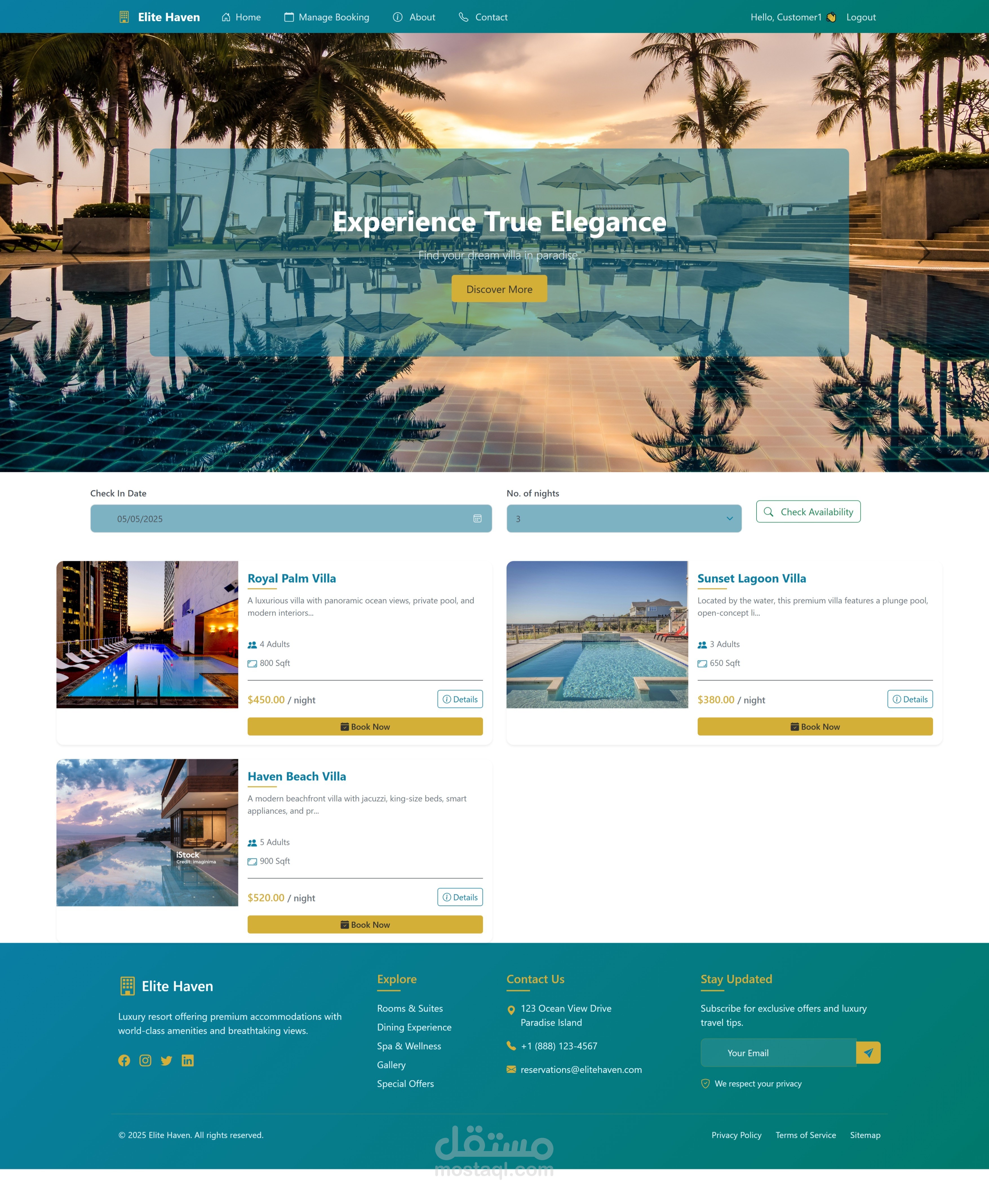 Elite Haven – منصة حجز الفيلات الفاخرة