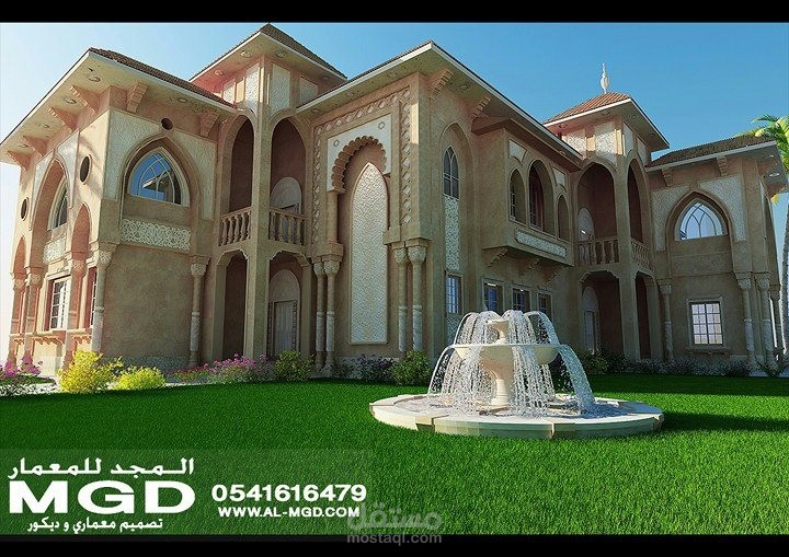 تصميم معماري لفيلا بالطراز الأندلسي