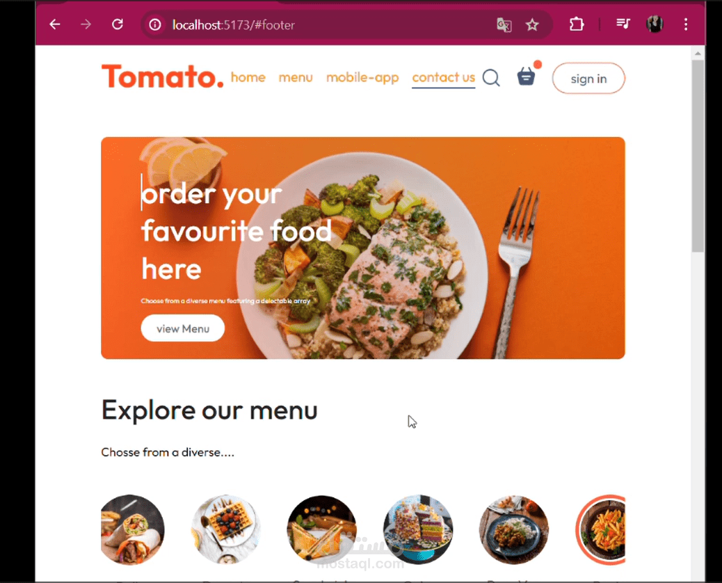 تطوير موقع إلكتروني للتجارة الإلكترونية  لطلب وتوصيل المؤكلات."Tomato"