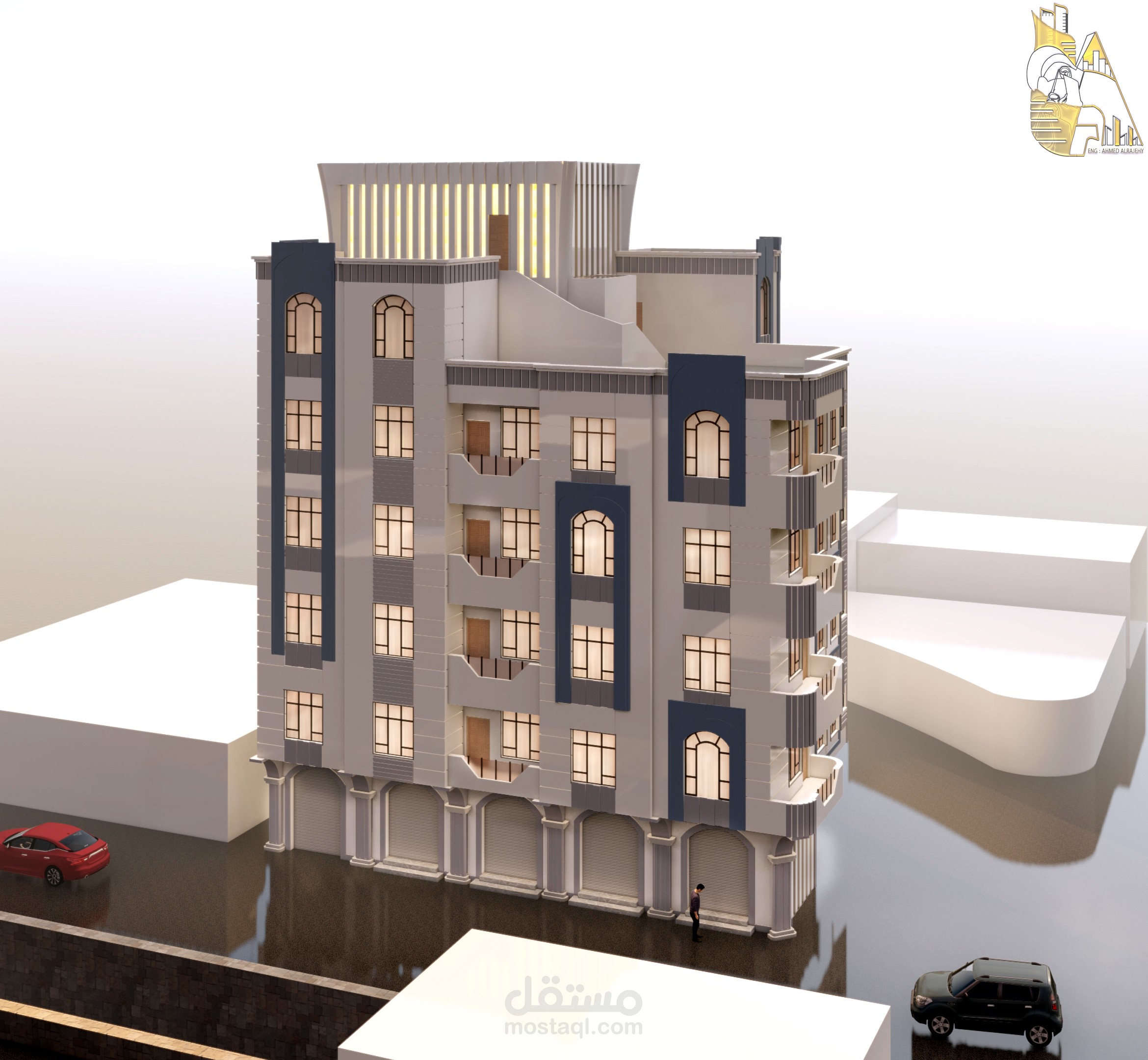 تصميم مبنى سكني تجاري في اليمن _ مدينة تعز _ مديرية القاهرة _ حي وادي المدام