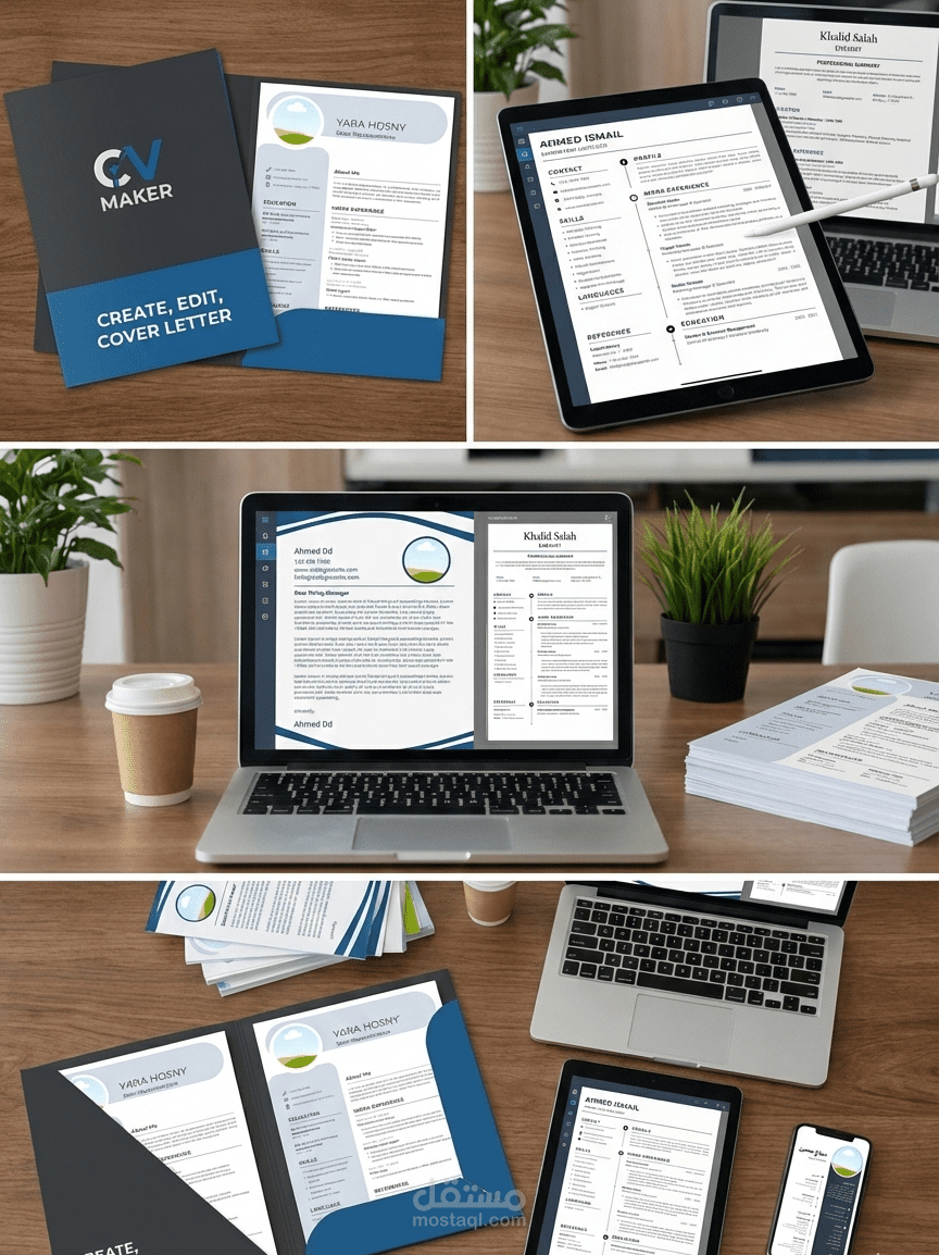 تصميمات احترافية cv, resume, cover letter سيرة ذاتية