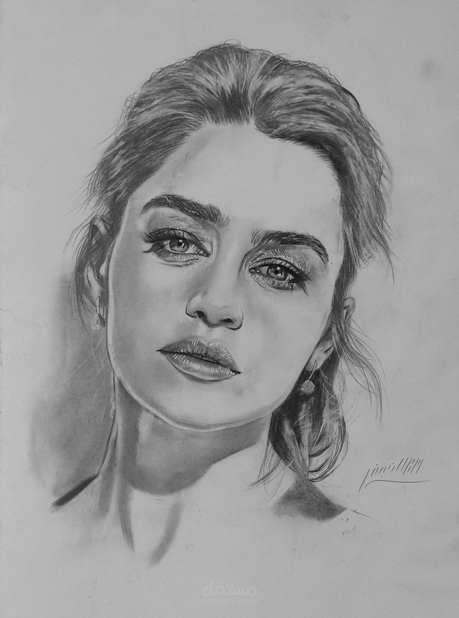 بورتريات بالقلم الرصاص والالوان الخشبية من أعمالي