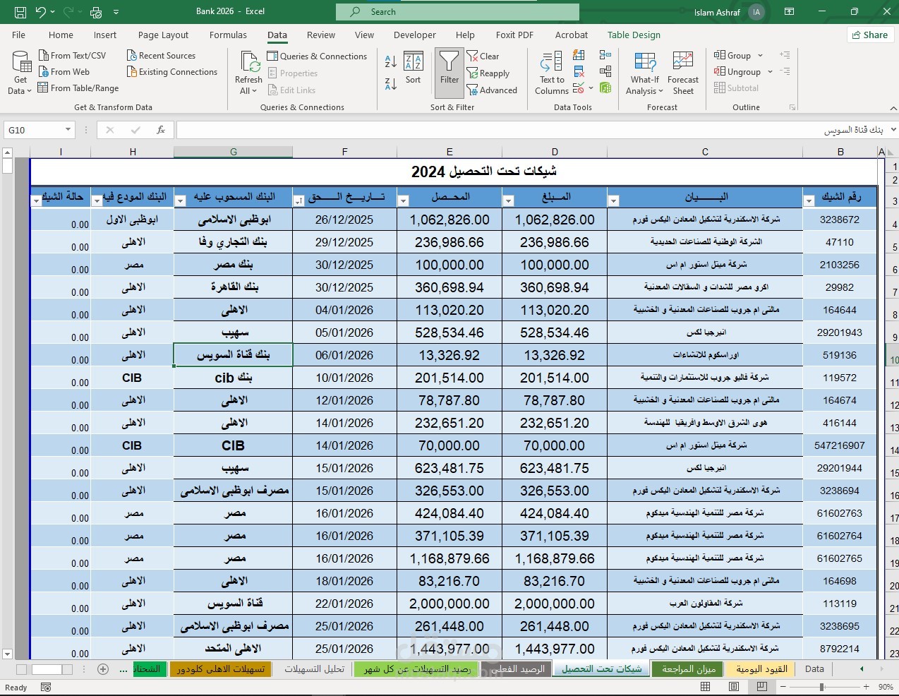 ترتيب البيانات