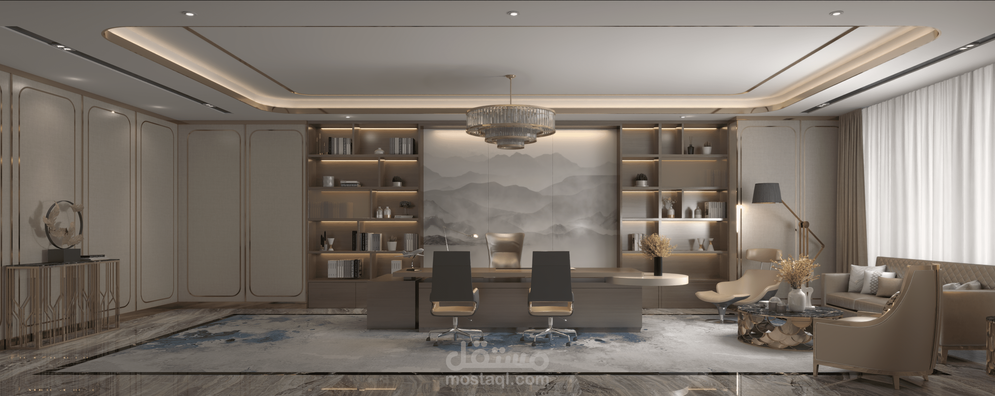 تصميم مكتب بنظام فندقي