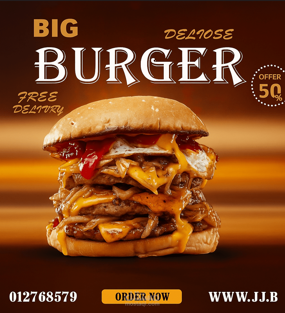 "تصميم إعلان احترافي لوجبة برجر – سوشيال ميديا"