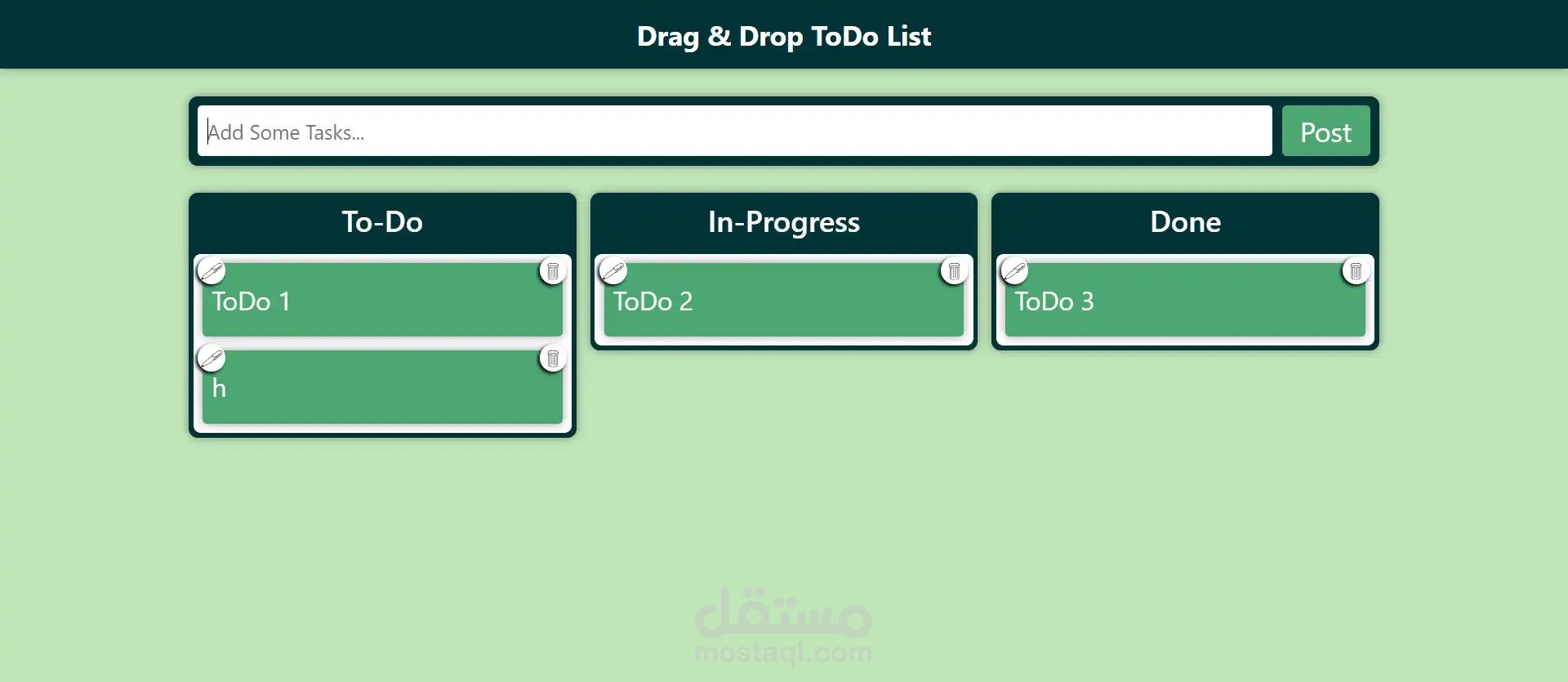 To-do list drag and drop